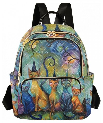 Green Blue Sea Animal Purse Backpack for Women Small Quilted Backpack Purse for Women Magic Cats Small $13.99 Backpacks