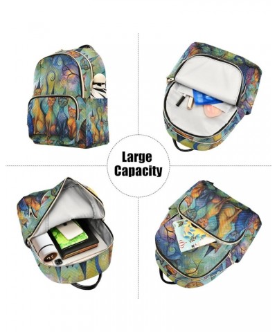 Green Blue Sea Animal Purse Backpack for Women Small Quilted Backpack Purse for Women Magic Cats Small $13.99 Backpacks