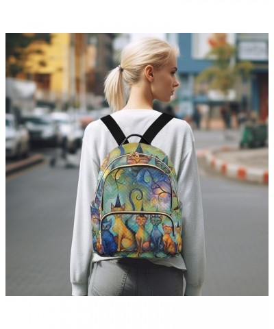 Green Blue Sea Animal Purse Backpack for Women Small Quilted Backpack Purse for Women Magic Cats Small $13.99 Backpacks