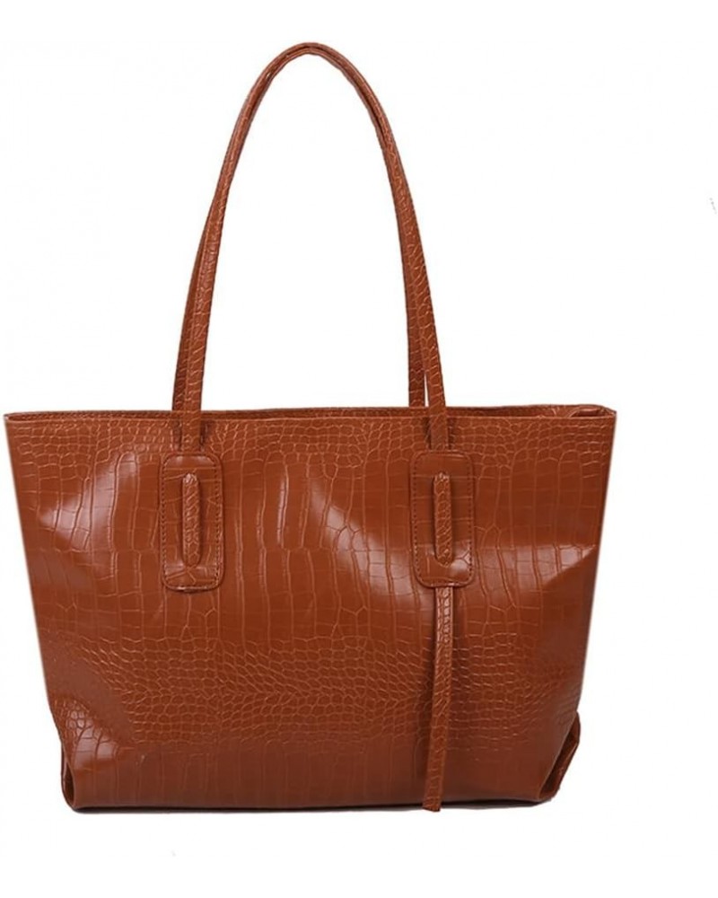 Women Leather Large Tote Bag Crocodile Pattern Purses and Handbags Fashion Shoulder Bag Ladies Large Satchel Brown $15.07 Sat...