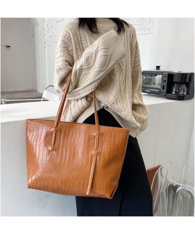 Women Leather Large Tote Bag Crocodile Pattern Purses and Handbags Fashion Shoulder Bag Ladies Large Satchel Brown $15.07 Sat...