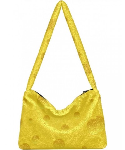 Plush Underarm Bag, (Yellow Bubble) Fluffy Shoulder Bag Women Ladies Tote Bag, Cute Furry Purse, Small Handbag Bag for Autumn...