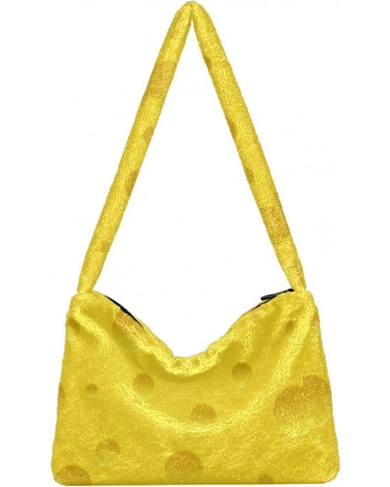 Plush Underarm Bag, (Yellow Bubble) Fluffy Shoulder Bag Women Ladies Tote Bag, Cute Furry Purse, Small Handbag Bag for Autumn...