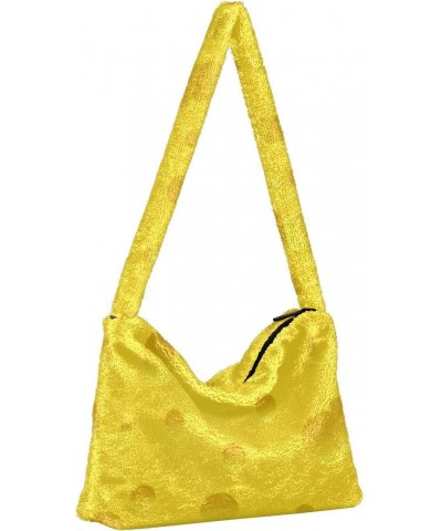 Plush Underarm Bag, (Yellow Bubble) Fluffy Shoulder Bag Women Ladies Tote Bag, Cute Furry Purse, Small Handbag Bag for Autumn...