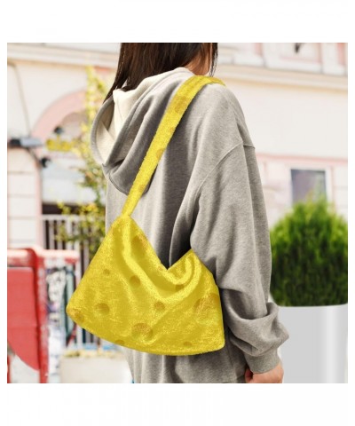 Plush Underarm Bag, (Yellow Bubble) Fluffy Shoulder Bag Women Ladies Tote Bag, Cute Furry Purse, Small Handbag Bag for Autumn...