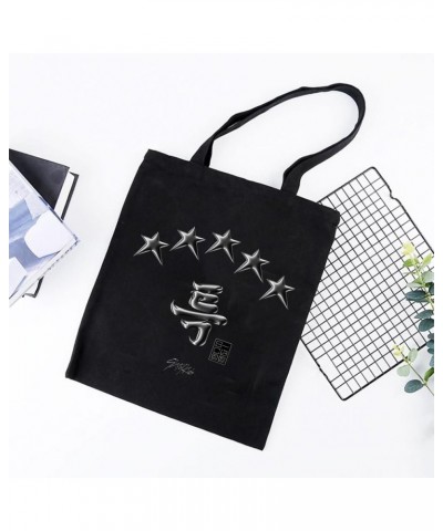 Stray Kids Canvas Bag KPOP 5-STAR HyunJIn I.N Same Style Letter Logo Printing Zipper Shoulder Bag Women Handbag Black-a $14.5...