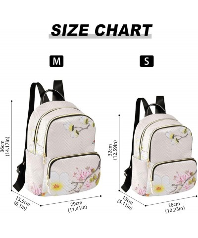 Backpack Purse for Women Birds on Branch, Mini Fashion Backpack Ink Floral Lightweight Casual Daypack Shoulder Bag Travel Bac...