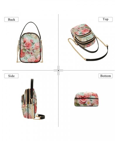 Pizza on a Green Purse with Strap Crossbody, Shoulder Handbag, Fashion Crossbody Bags for Women Peach Floral and Pink Flowers...