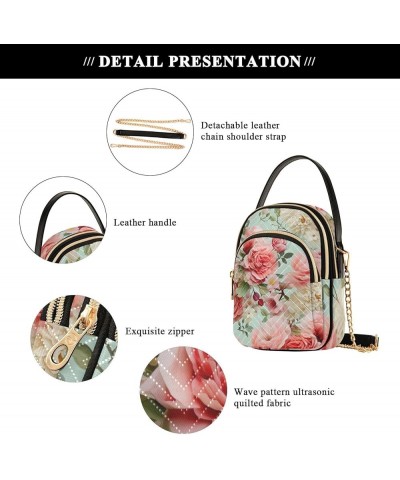 Pizza on a Green Purse with Strap Crossbody, Shoulder Handbag, Fashion Crossbody Bags for Women Peach Floral and Pink Flowers...