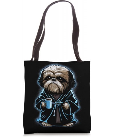 Grumpy Coffee Lover Dog on Coffee Shih Tzu Tote Bag $12.72 Totes