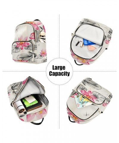 Small Backpack for Women Travel Bag Lotus Frog Dragonfly Watercolor Daypack Purse Fashion Shoulder Bag Rucksack Medium B659 $...