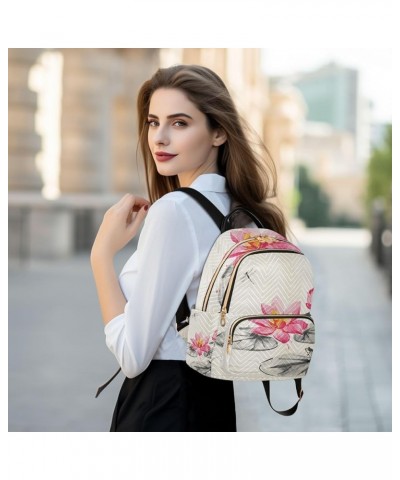 Small Backpack for Women Travel Bag Lotus Frog Dragonfly Watercolor Daypack Purse Fashion Shoulder Bag Rucksack Medium B659 $...