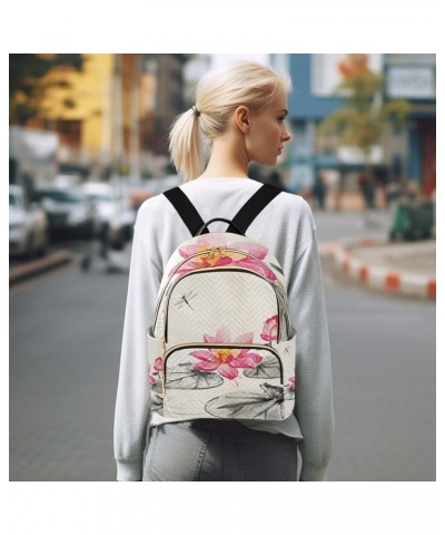 Small Backpack for Women Travel Bag Lotus Frog Dragonfly Watercolor Daypack Purse Fashion Shoulder Bag Rucksack Medium B659 $...