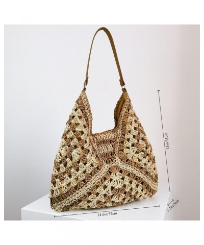 Women Straw Shoulder Handbag Woven Tote Bag Lightweight Hobo Bag for Summer Beach Vacation (Khaki) Black $18.80 Totes