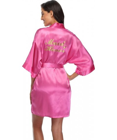 Bride Bridesmaid Robes for Women Satin Kimono Bathrobe Silky Short Sleepwear Getting Ready Robe for Wedding Party Maid of Hon...