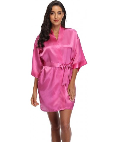 Bride Bridesmaid Robes for Women Satin Kimono Bathrobe Silky Short Sleepwear Getting Ready Robe for Wedding Party Maid of Hon...