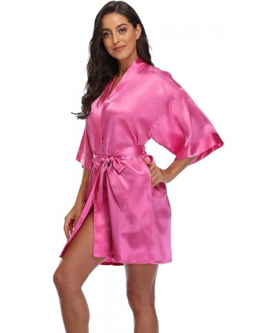 Bride Bridesmaid Robes for Women Satin Kimono Bathrobe Silky Short Sleepwear Getting Ready Robe for Wedding Party Maid of Hon...