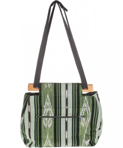 Handmade Cotton Shoulder Bag Sling Green from El Salvador Handbags Striped Geometric 'Natural Fields' $36.55 Shoulder Bags