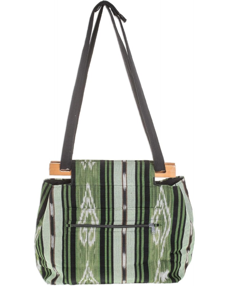 Handmade Cotton Shoulder Bag Sling Green from El Salvador Handbags Striped Geometric 'Natural Fields' $36.55 Shoulder Bags