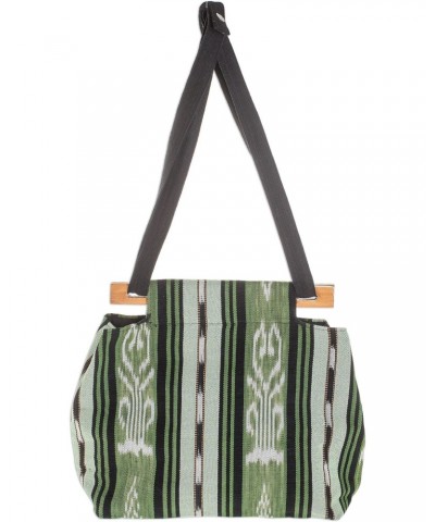 Handmade Cotton Shoulder Bag Sling Green from El Salvador Handbags Striped Geometric 'Natural Fields' $36.55 Shoulder Bags