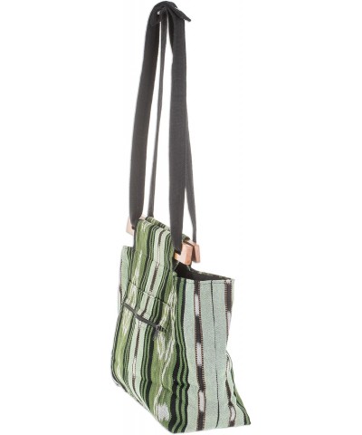 Handmade Cotton Shoulder Bag Sling Green from El Salvador Handbags Striped Geometric 'Natural Fields' $36.55 Shoulder Bags