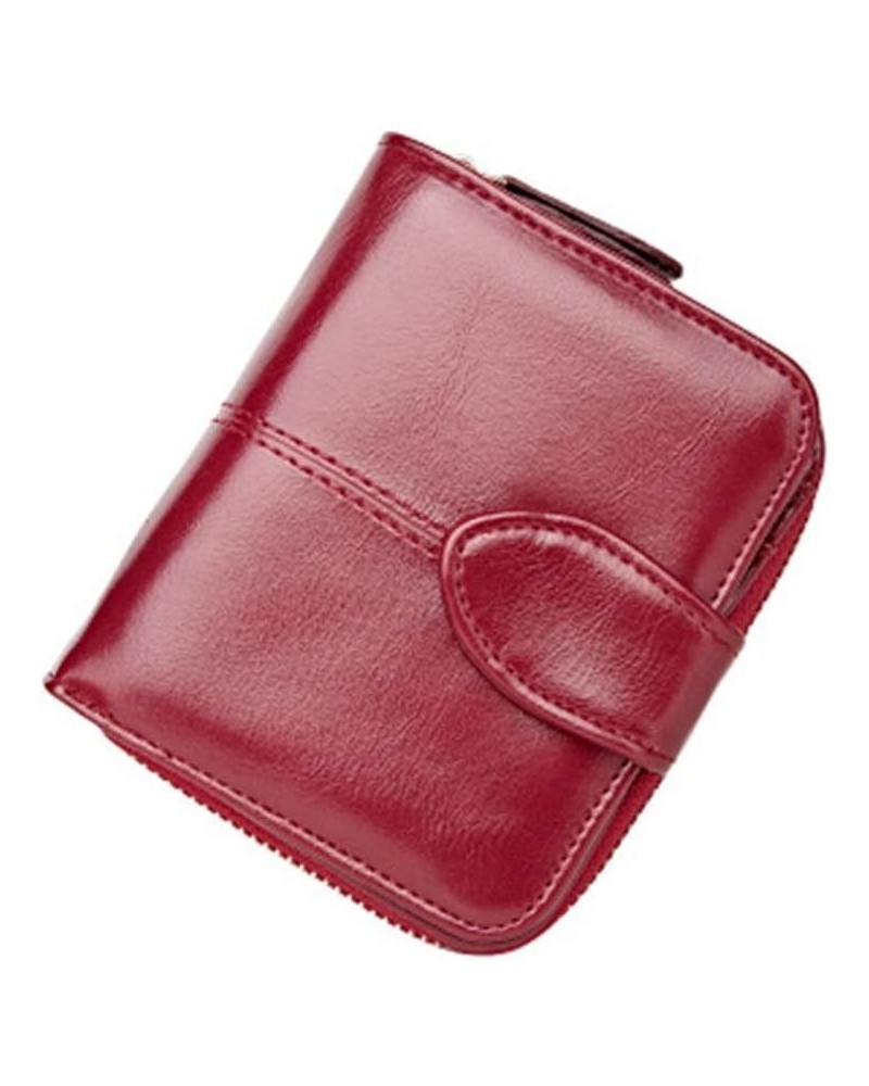 Short Wallet,Ladies Retro Two Fold Small Wallet Oiled Wax Clasp Coin Purse Small Purse (A,11.5x9x3.5cm) B 11.5x9x3.5cm $32.10...