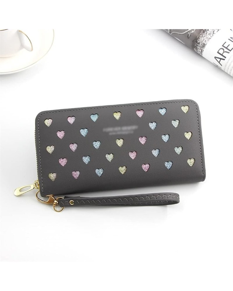 Women's Long Wallets Zipper Print Wallets Cell Phone Bags Hollow Clutches Women's Handbags with Soft Leather Women (Color : E...