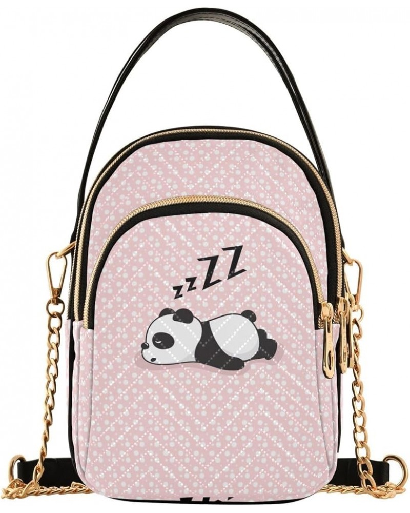 Panda Sleeping Elegant Women's Crossbody Bag, Detachable Leather Chain Strap, Easy to Clean, Travel Crossbody Bags for Women ...