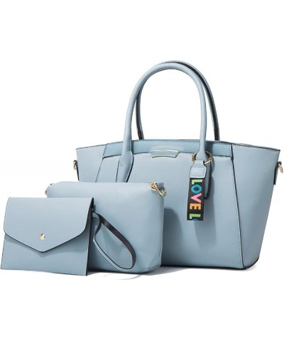 Handbags for Women Top-Handle Bags Tote Satchel Crossbody Bags 3pcs Purse Set(White) Light Blue $45.00 Totes