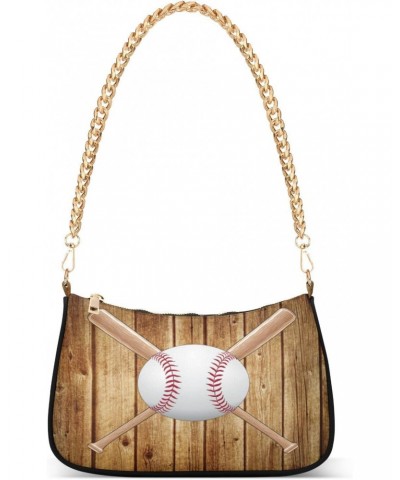 Baseball Bat Wood Shoulder Bag for Women Hobo Tote Handbag Gold Chain Crossbody Bag with Zipper Clutch Purse Handbags $14.00 ...