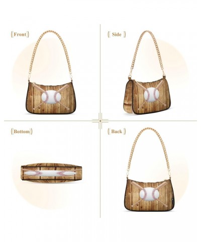 Baseball Bat Wood Shoulder Bag for Women Hobo Tote Handbag Gold Chain Crossbody Bag with Zipper Clutch Purse Handbags $14.00 ...