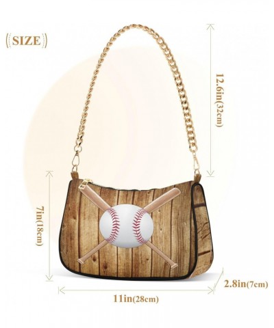 Baseball Bat Wood Shoulder Bag for Women Hobo Tote Handbag Gold Chain Crossbody Bag with Zipper Clutch Purse Handbags $14.00 ...