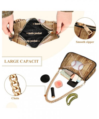 Baseball Bat Wood Shoulder Bag for Women Hobo Tote Handbag Gold Chain Crossbody Bag with Zipper Clutch Purse Handbags $14.00 ...