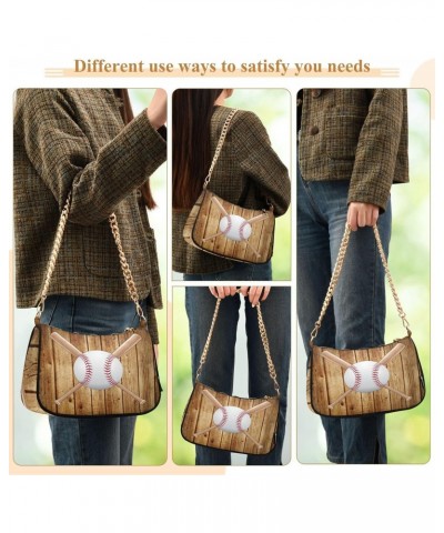 Baseball Bat Wood Shoulder Bag for Women Hobo Tote Handbag Gold Chain Crossbody Bag with Zipper Clutch Purse Handbags $14.00 ...