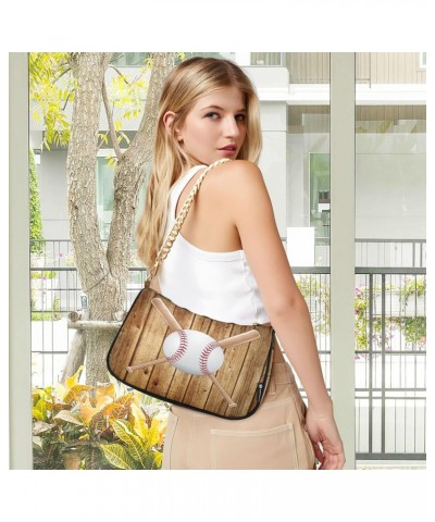 Baseball Bat Wood Shoulder Bag for Women Hobo Tote Handbag Gold Chain Crossbody Bag with Zipper Clutch Purse Handbags $14.00 ...