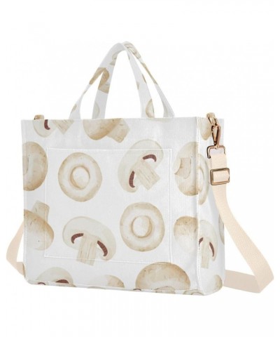 White Mushroom Corduroy Tote Bag for Women Hobo Crossbody Bag Purse Stylish Shoulder Handbag Messenger Bags, S $12.21 Totes