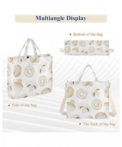 White Mushroom Corduroy Tote Bag for Women Hobo Crossbody Bag Purse Stylish Shoulder Handbag Messenger Bags, S $12.21 Totes