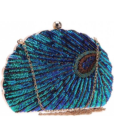 Women's Unique Luxury Sequins Beaded Evening Bag Wedding Bridal Party Prom Clutch Purse tote Handbag（Peacock blue） Style G $1...