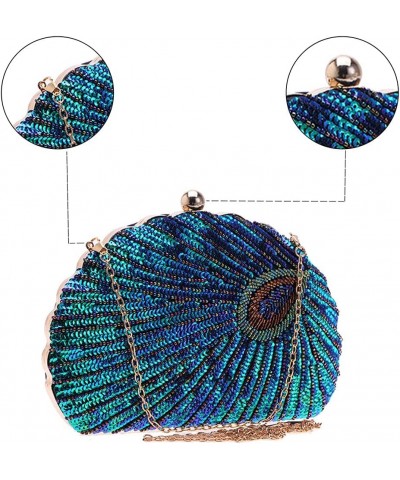 Women's Unique Luxury Sequins Beaded Evening Bag Wedding Bridal Party Prom Clutch Purse tote Handbag（Peacock blue） Style G $1...