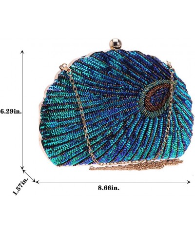 Women's Unique Luxury Sequins Beaded Evening Bag Wedding Bridal Party Prom Clutch Purse tote Handbag（Peacock blue） Style G $1...