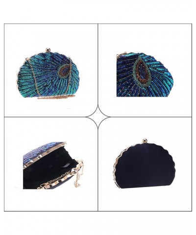 Women's Unique Luxury Sequins Beaded Evening Bag Wedding Bridal Party Prom Clutch Purse tote Handbag（Peacock blue） Style G $1...