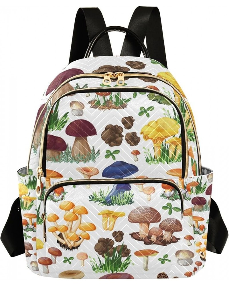 Colorful Forest Mushroom Backpack for Women, Anti Theft Backpack Lightweight Small Travel Backpack Shoulder Bag for Work Smal...