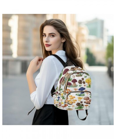 Colorful Forest Mushroom Backpack for Women, Anti Theft Backpack Lightweight Small Travel Backpack Shoulder Bag for Work Smal...