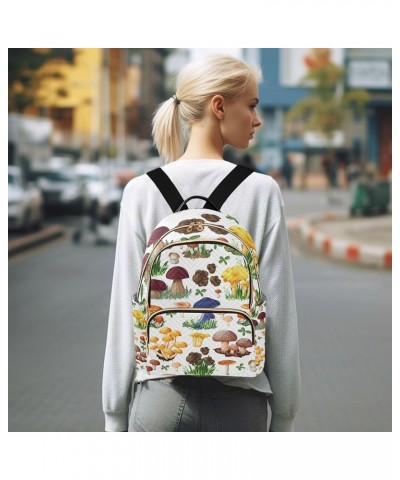 Colorful Forest Mushroom Backpack for Women, Anti Theft Backpack Lightweight Small Travel Backpack Shoulder Bag for Work Smal...