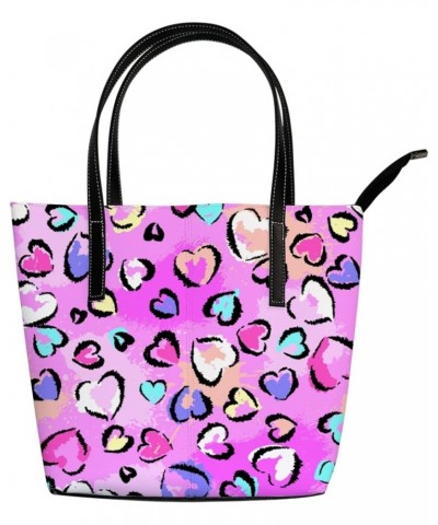 Large Tote Bags Handbags Golden Splash Marbling Women's Shoulder Bags Casual Shopping Bags Purses Pink Leopard Print Hearts $...