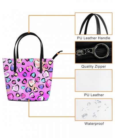 Large Tote Bags Handbags Golden Splash Marbling Women's Shoulder Bags Casual Shopping Bags Purses Pink Leopard Print Hearts $...