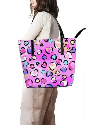 Large Tote Bags Handbags Golden Splash Marbling Women's Shoulder Bags Casual Shopping Bags Purses Pink Leopard Print Hearts $...