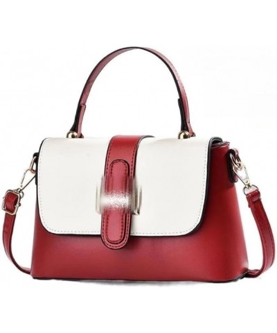 Women Contrast Color Top Handle Bags Crossbody Handbag Stiching Leather Cross Body Purses Cute Red $47.01 Totes