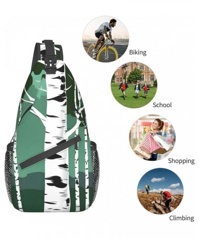 Airplane in The Evening Lights Backpack, Sling Bag,Travel Hiking Chest Bag Daypack,for Travel Sports Running Hiking Birch Tre...