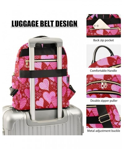 Women Backpack Romance Heart Pink Floral Sweet Anti-Theft Travel Backpack with Luggage Belt Lightweight Handbag Roomy Double ...